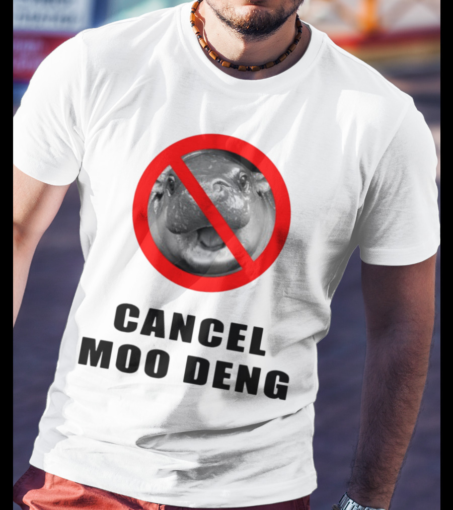 Pizzaslime Cancel Moo Deng No Entry Sign T-Shirt