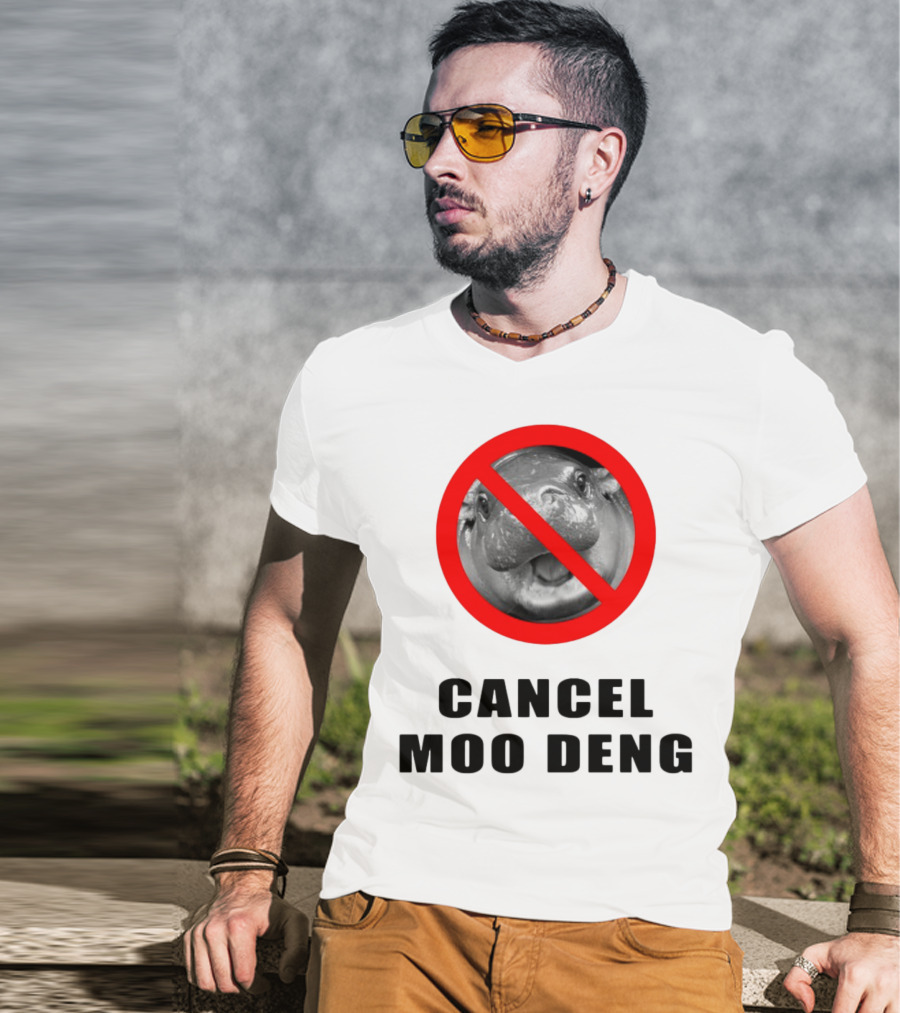 Pizzaslime Cancel Moo Deng No Entry Sign T-Shirt