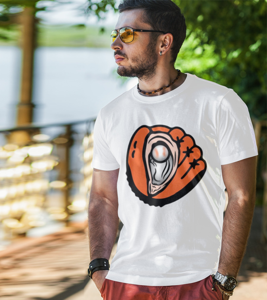 Chesapeake Oyster Catchers Baseball Glove And Pearl T-Shirt