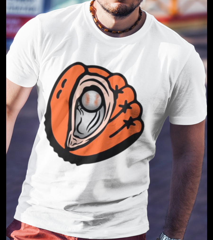 Chesapeake Oyster Catchers Baseball Glove And Pearl T-Shirt