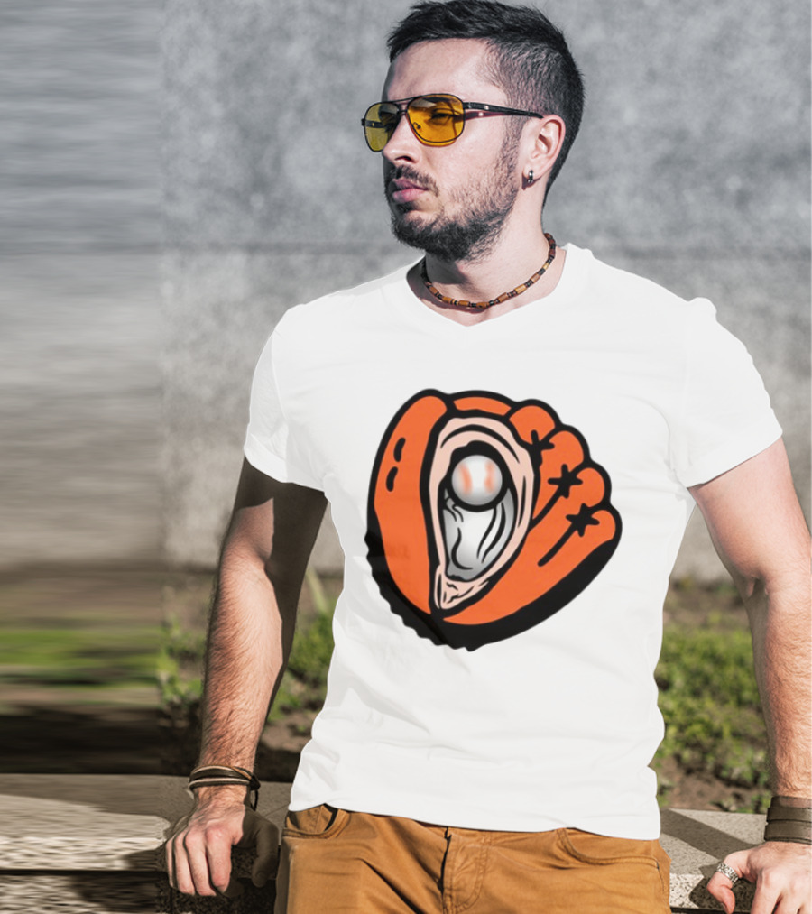 Chesapeake Oyster Catchers Baseball Glove And Pearl T-Shirt