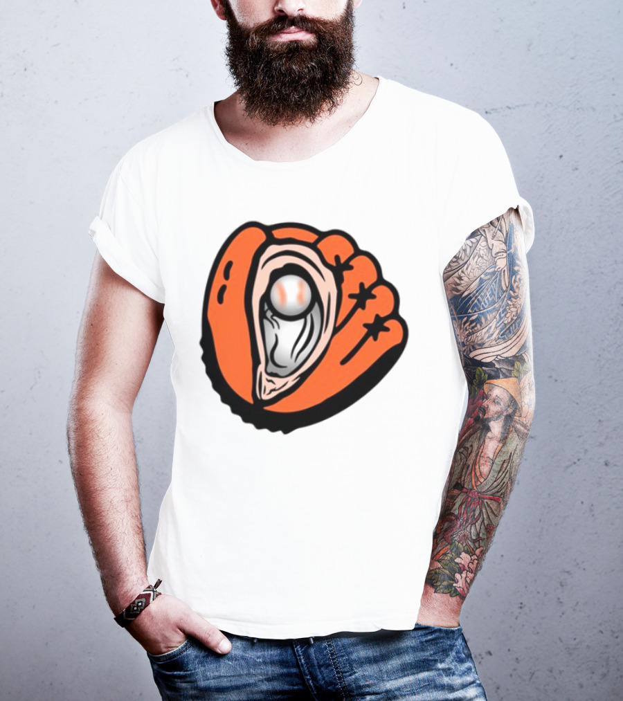 Chesapeake Oyster Catchers Baseball Glove And Pearl T-Shirt