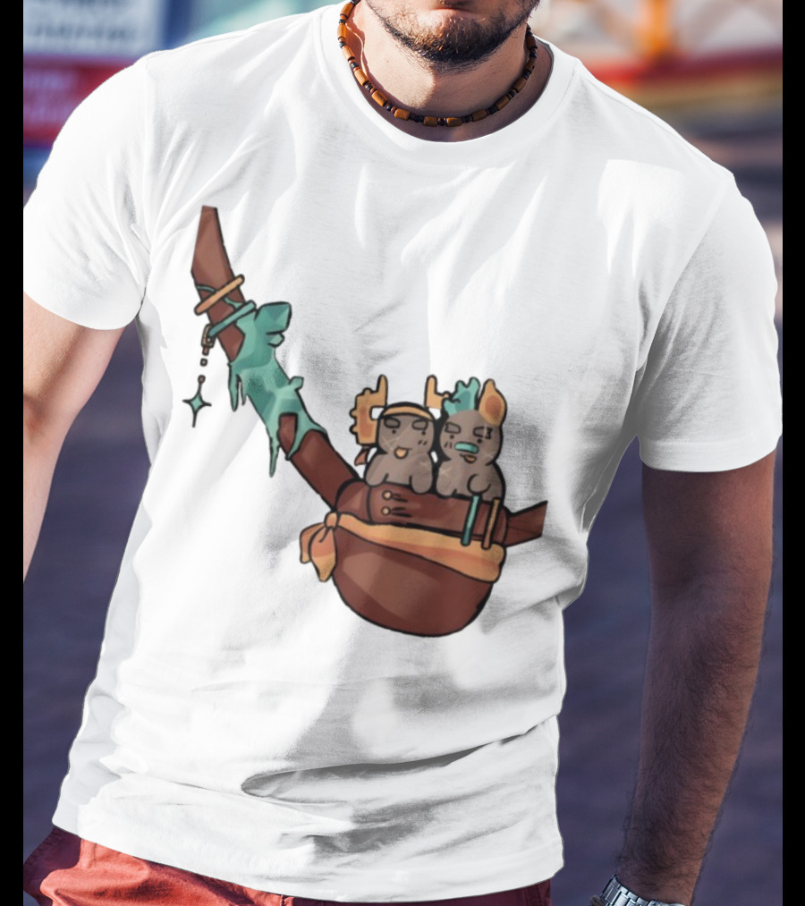 Coilpunk Steamcoil Phighting Cute Duo In Bag With Antlers And Spear T-Shirt