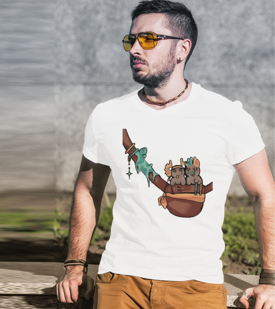 Coilpunk Steamcoil Phighting Cute Duo In Bag With Antlers And Spear T-Shirt