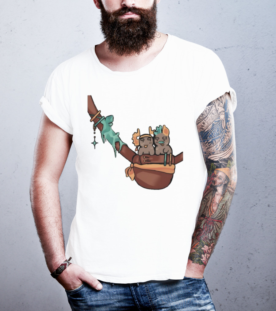 Coilpunk Steamcoil Phighting Cute Duo In Bag With Antlers And Spear T-Shirt
