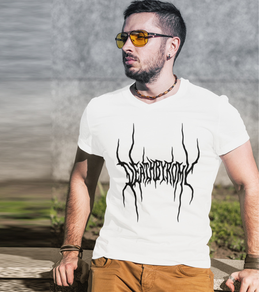 Deathbyromy Distorted Text Emblem Design T-Shirt