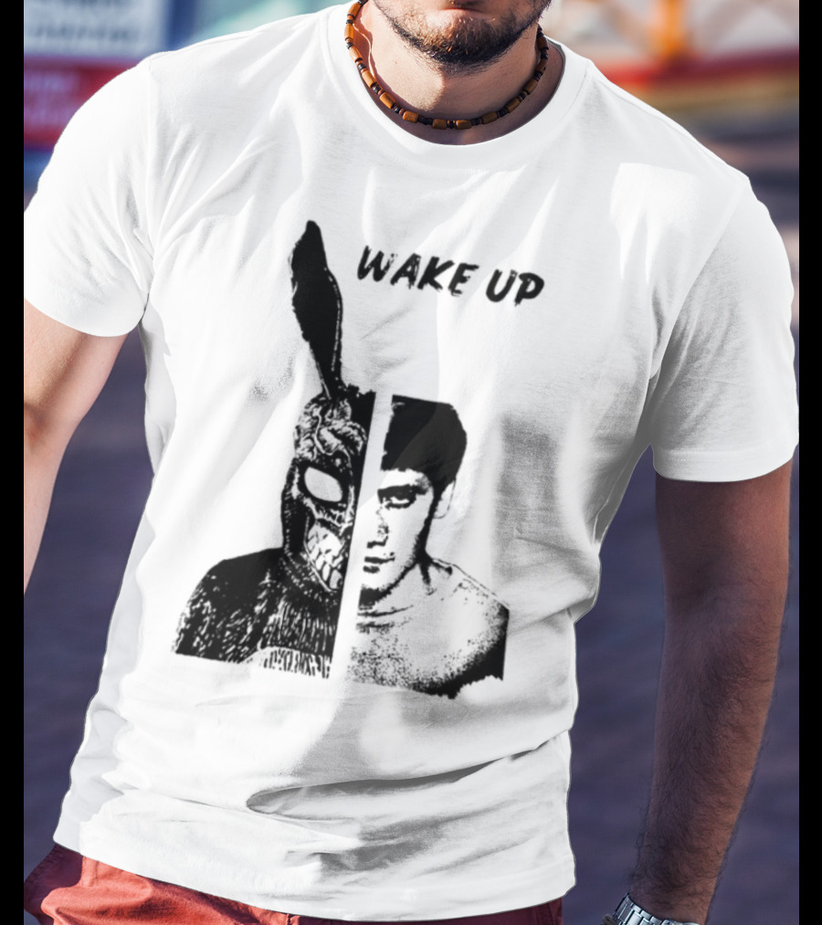 Donnie Darko Wake Up Split Face Frank And Donnie Portrait T-Shirt