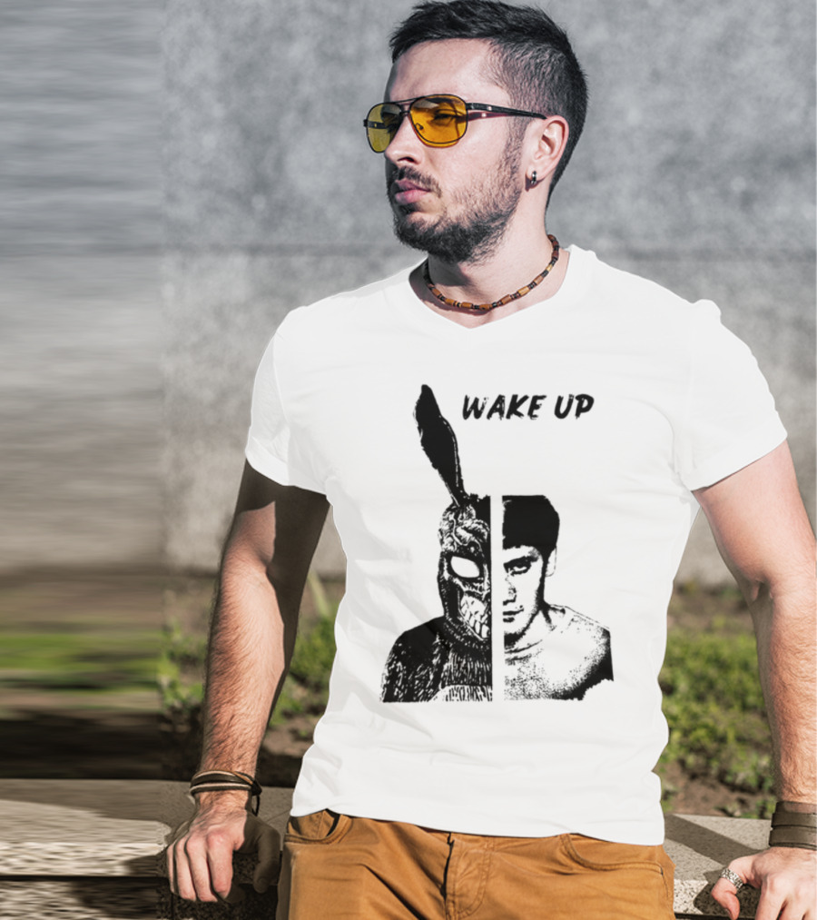 Donnie Darko Wake Up Split Face Frank And Donnie Portrait T-Shirt