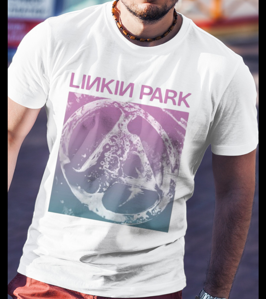 Linkin Park Fz Deluxe Gradient Drop Shoulder White T-Shirt