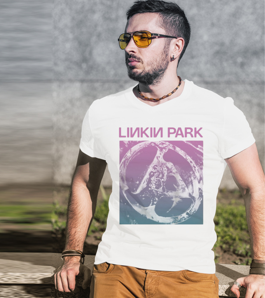 Linkin Park Fz Deluxe Gradient Drop Shoulder White T-Shirt