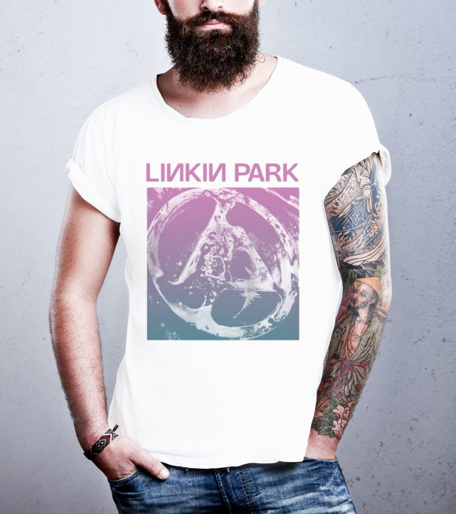 Linkin Park Fz Deluxe Gradient Drop Shoulder White T-Shirt