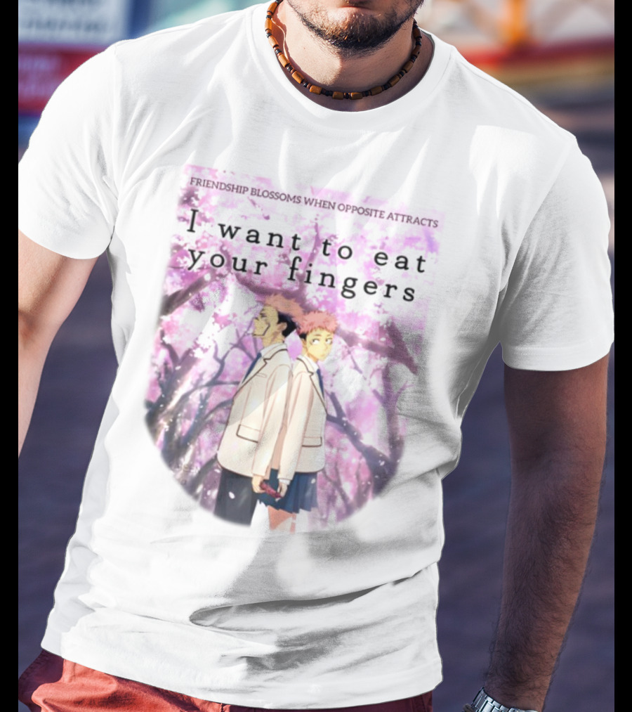 Friendship Blossoms When Opposites Attract I Want To Eat Your Fingers Anime Scene T-Shirt