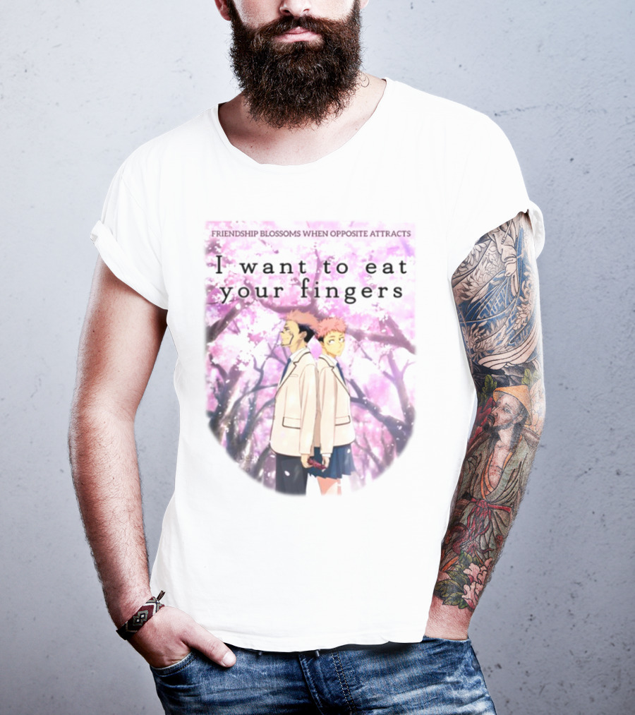 Friendship Blossoms When Opposites Attract I Want To Eat Your Fingers Anime Scene T-Shirt