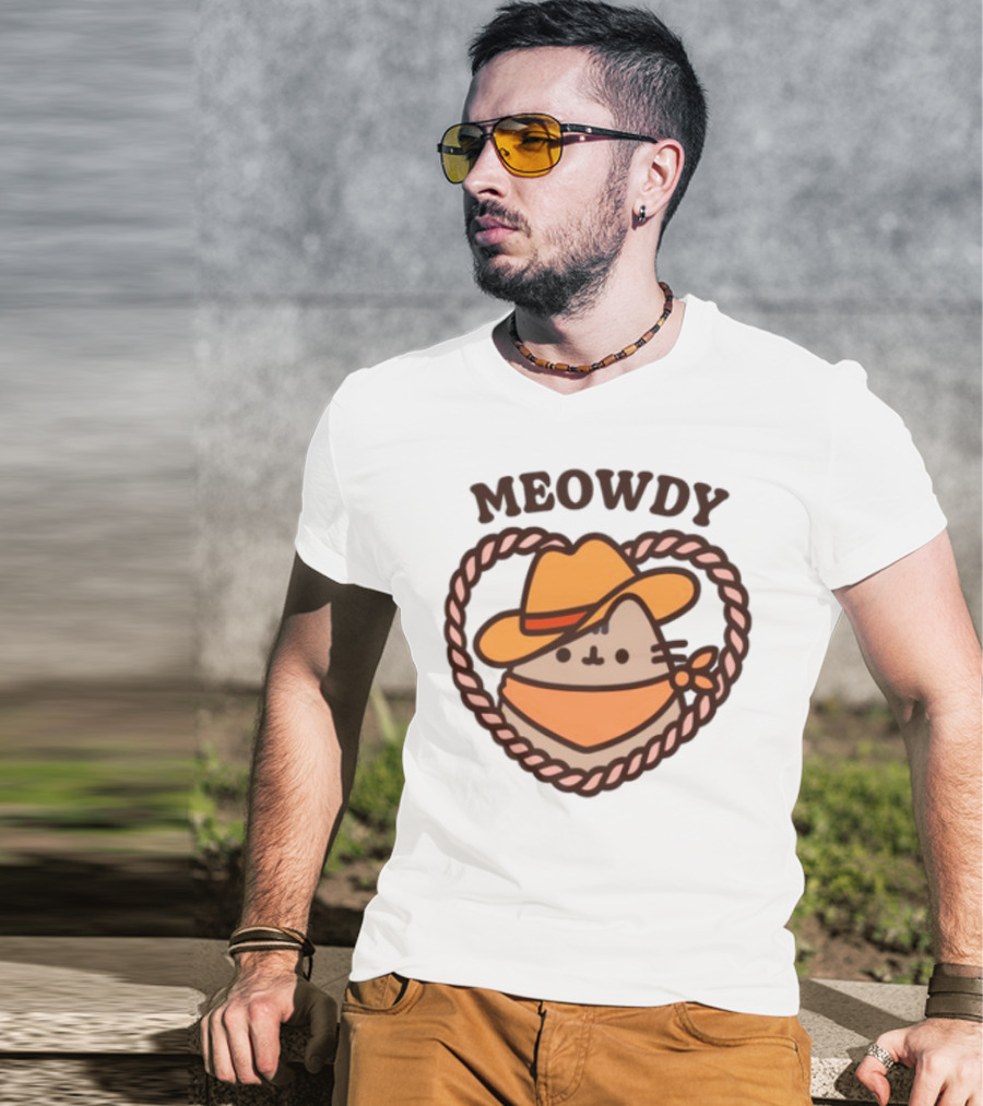 Meowdy Cowboy Pusheen With Hat And Bandana T-Shirt