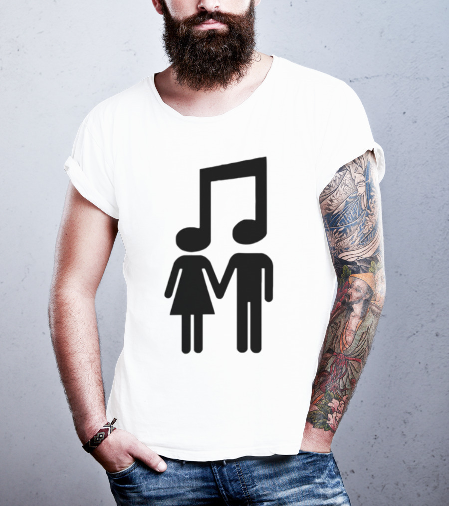 "Music Note Couple Holding Hands Symbol" T-Shirt