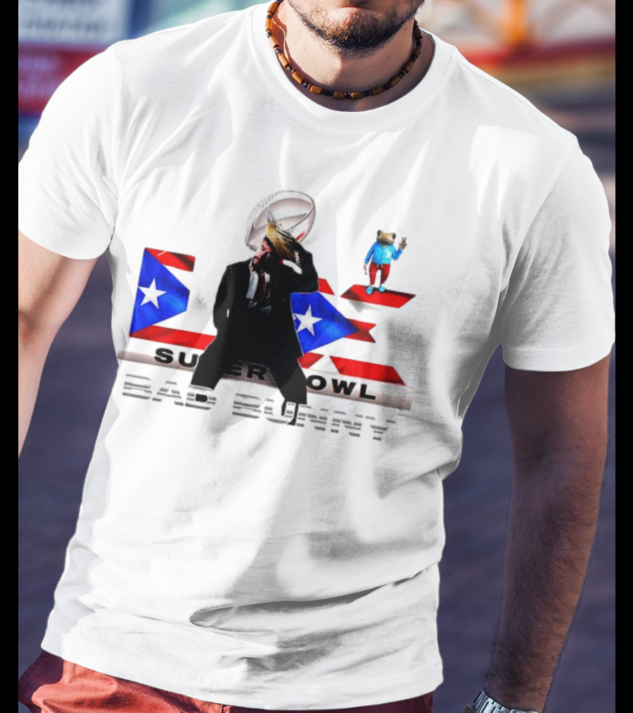 Bad Bunny Super Bowl Halftime 2026 Puerto Rico Flag Iconic Performance T-Shirt