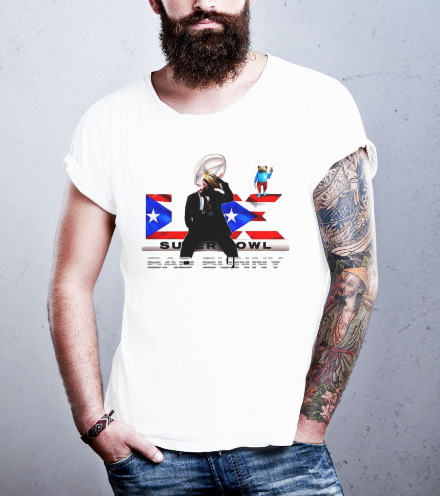 Bad Bunny Super Bowl Halftime 2026 Puerto Rico Flag Iconic Performance T-Shirt