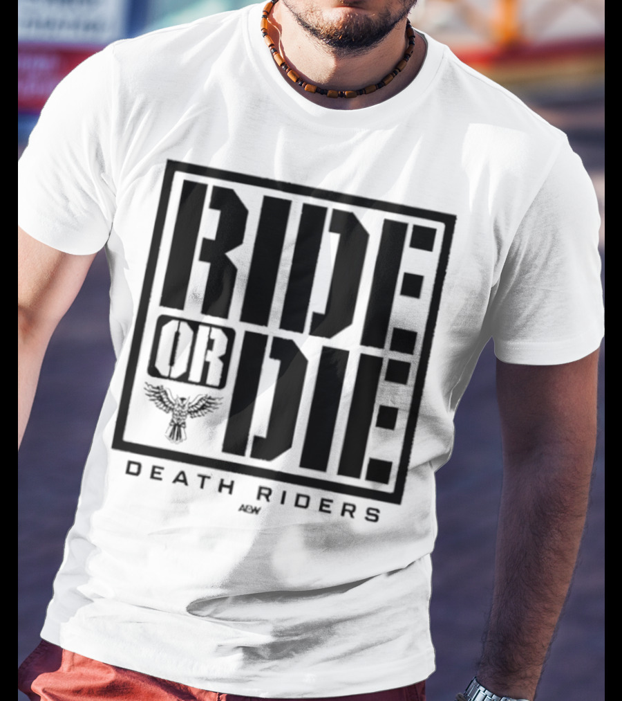 Death Riders Ride Or Die Skeleton Biker Gang AEW T-Shirt