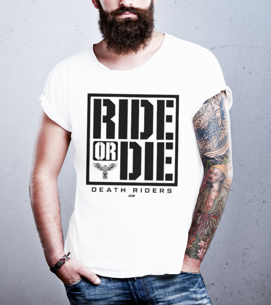 Death Riders Ride Or Die Skeleton Biker Gang AEW T-Shirt