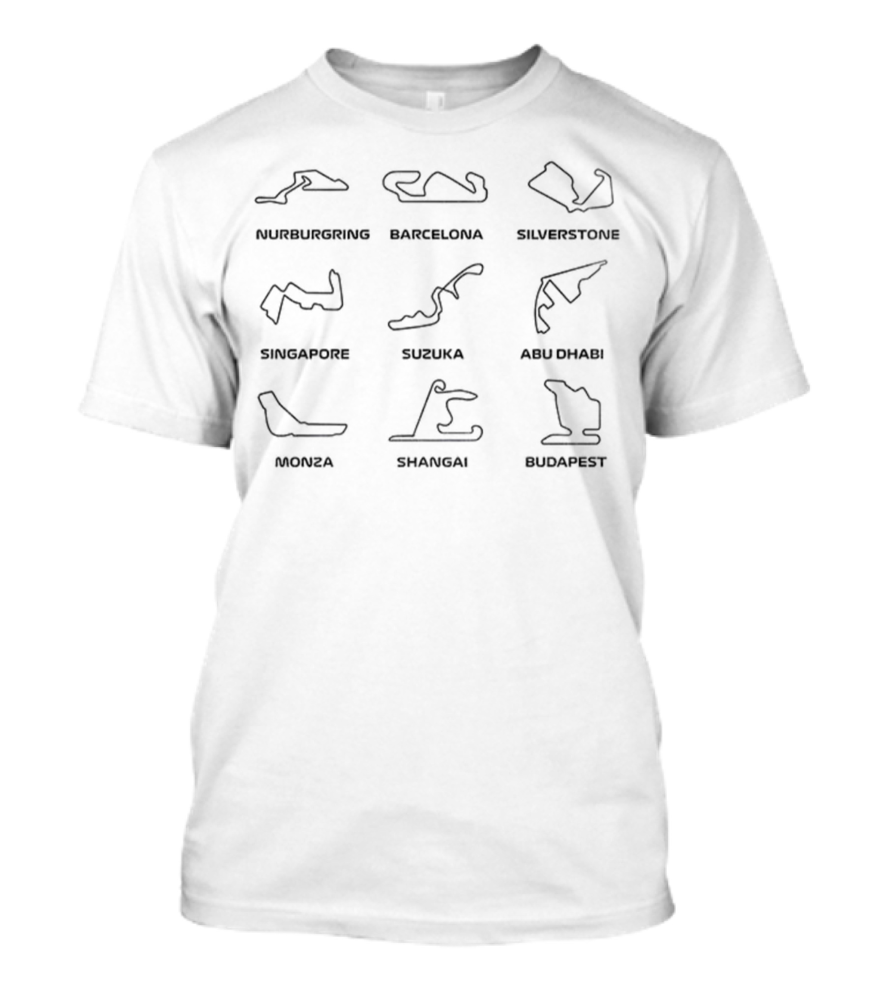 Grand Prix Circuit Bundle Bahrain Catalunya Silverstone Singapore Suzuka Monza Monaco Spa Francorchamps Racing Fans T-Shirt
