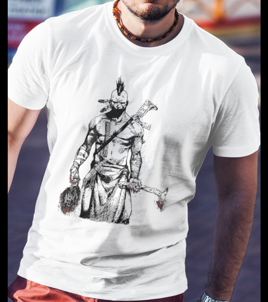 Half Face Blades Scalper Axe Warrior Style T-Shirt