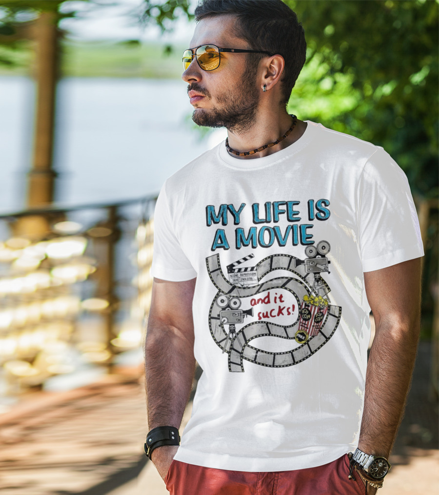 My Life Is A Movie And It Sucks Depression Scene Tank Endless Film Cameras Popcorn Free T-Shirt