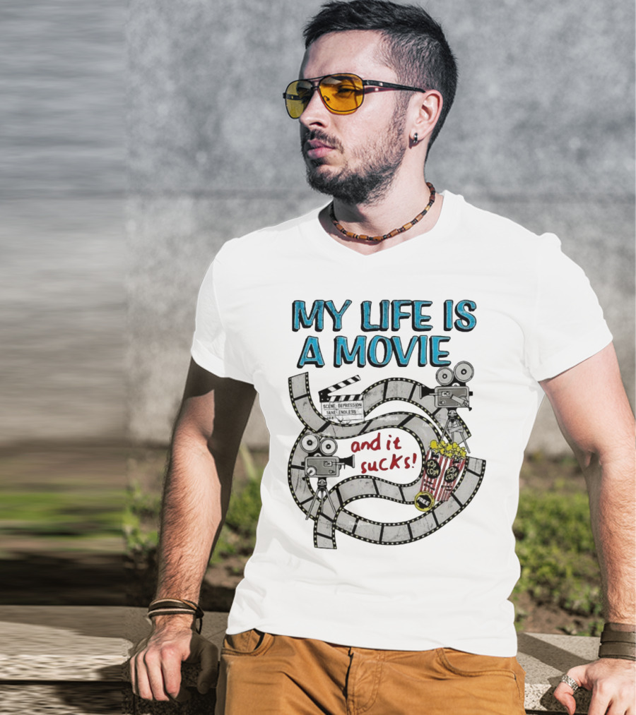 My Life Is A Movie And It Sucks Depression Scene Tank Endless Film Cameras Popcorn Free T-Shirt