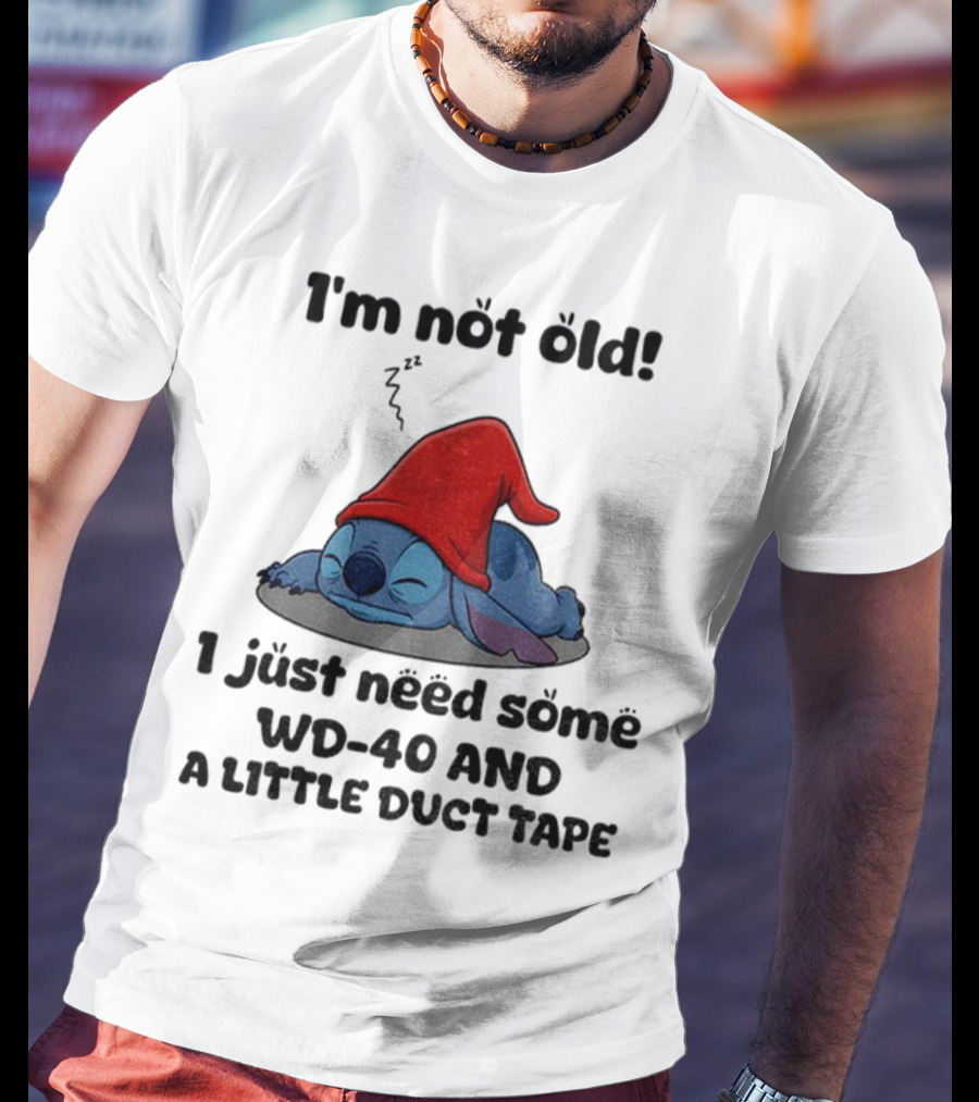 Stitch Sleepy Time WD-40 Duct Tape Humor T-Shirt