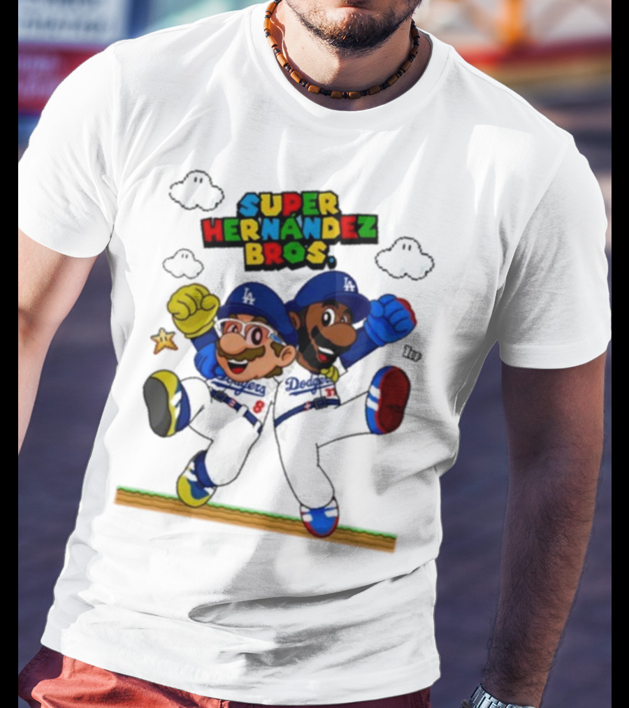 Super Hernández Bros Teoscar Kiké Let’s Go Dodgers Mario X Los Angeles Dodgers T-Shirt