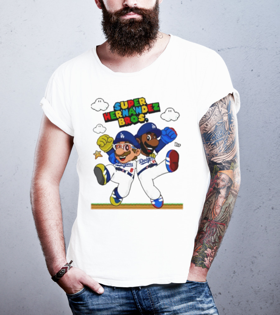 Super Hernández Bros Teoscar Kiké Let’s Go Dodgers Mario X Los Angeles Dodgers T-Shirt