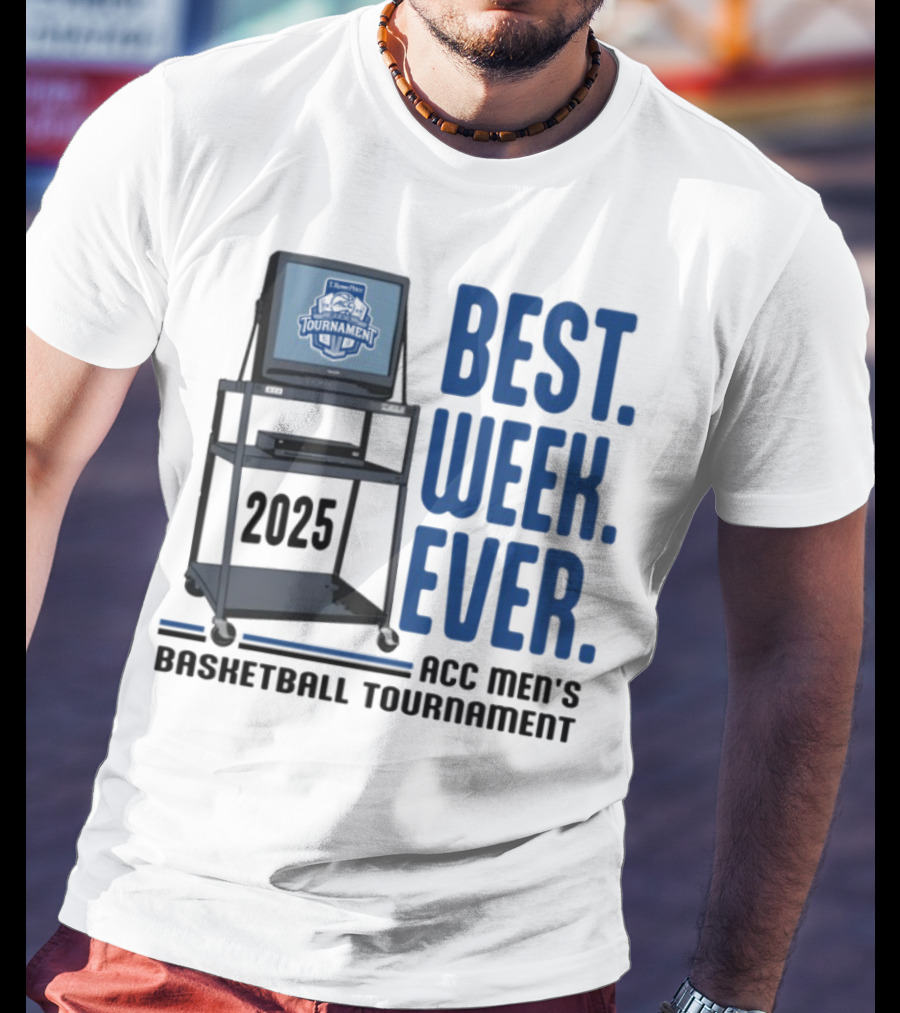 Best Week Ever 2025 ACC Men's Basketball Tournament Retro TV Display T-Shirt