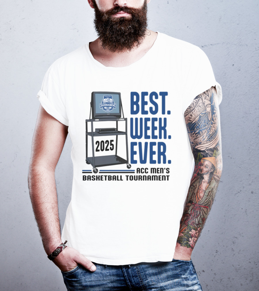 Best Week Ever 2025 ACC Men's Basketball Tournament Retro TV Display T-Shirt