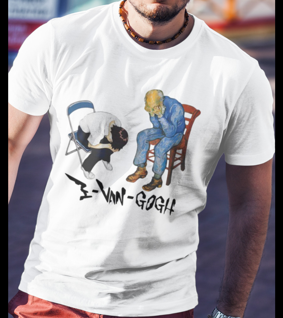 Evangogh Sadness Embrace Blue Figure Art Crossover T-Shirt