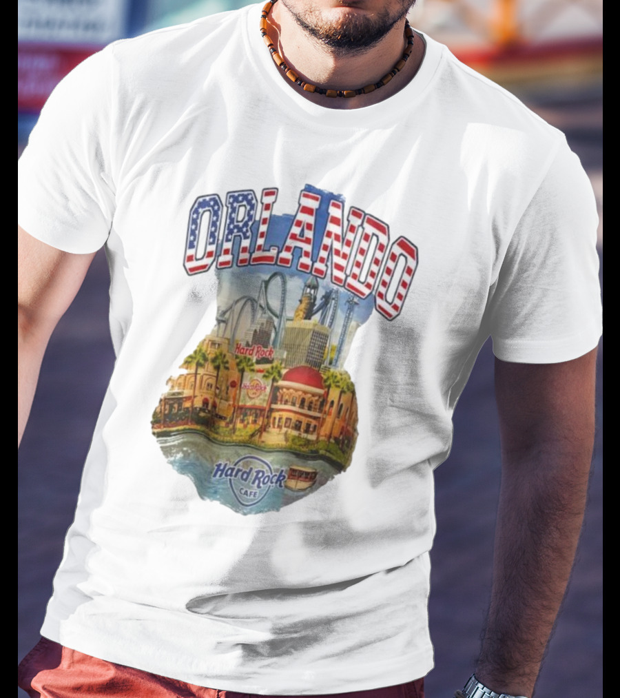 Hard Rock Cafe Orlando American Flag Skyline Roller T-Shirt