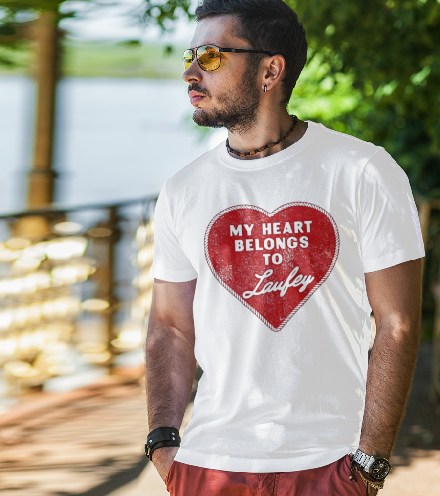 My Heart Belongs To Laufey Red Heart Patch T-Shirt
