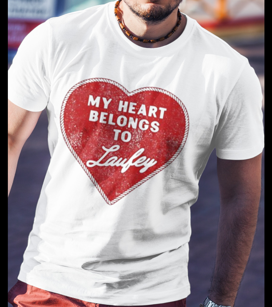 My Heart Belongs To Laufey Red Heart Patch T-Shirt