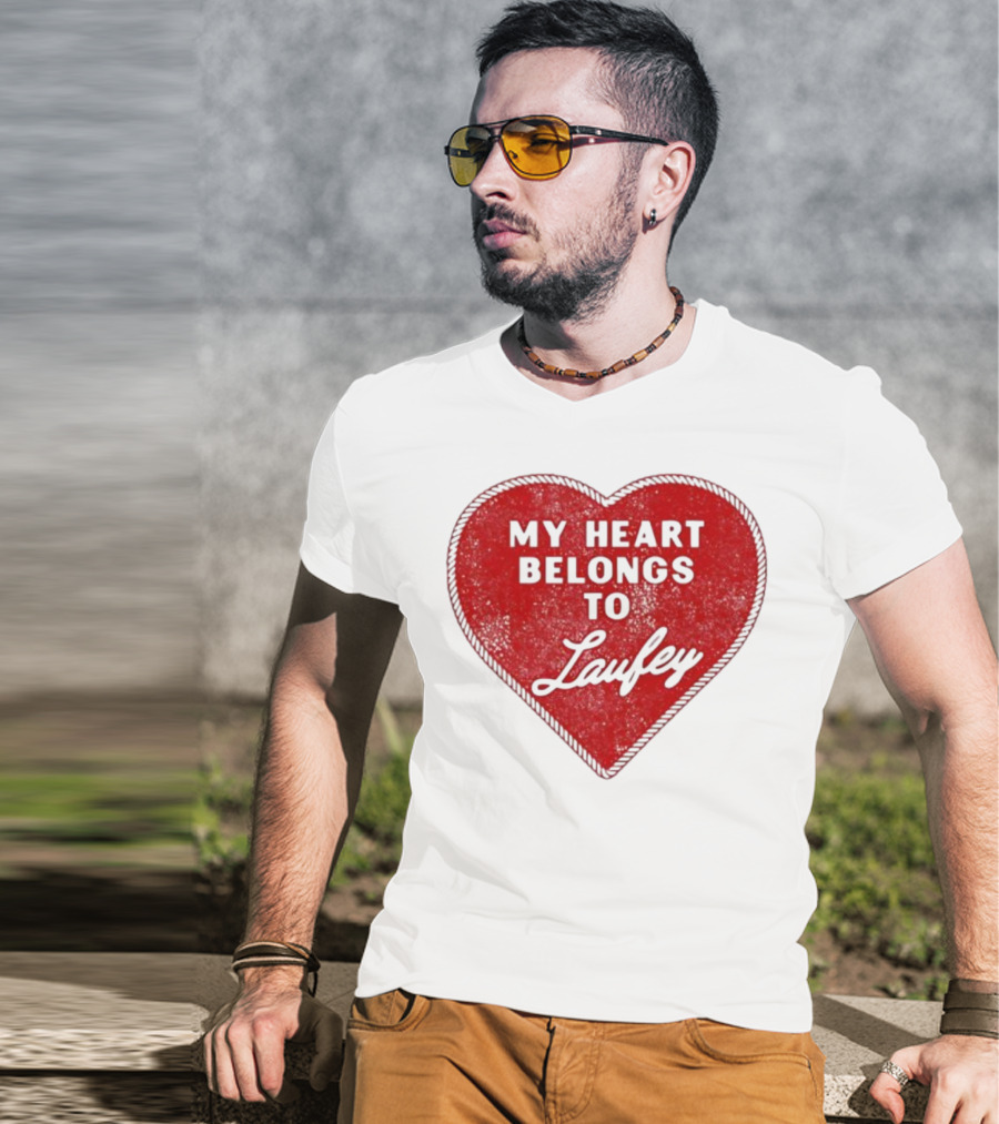 My Heart Belongs To Laufey Red Heart Patch T-Shirt