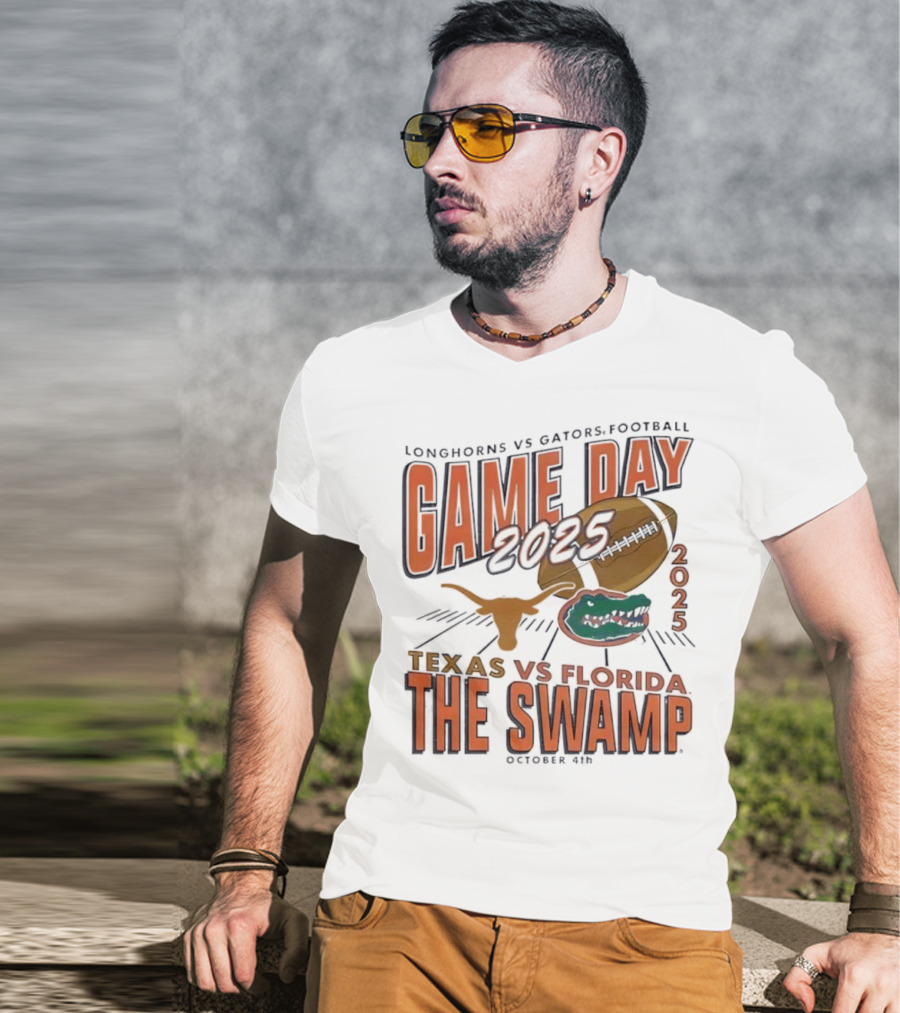 Longhorns Vs Gators Football Game Day 2025 Texas Vs Florida The Swamp October 4th T-Shirt