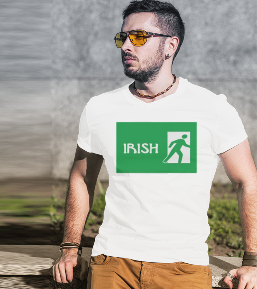 Emotionalclub Irish Exit Green Emergency Sign Style T-Shirt