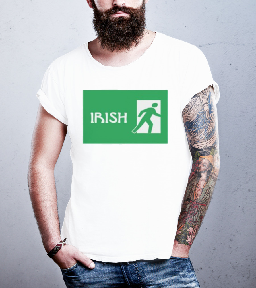 Emotionalclub Irish Exit Green Emergency Sign Style T-Shirt
