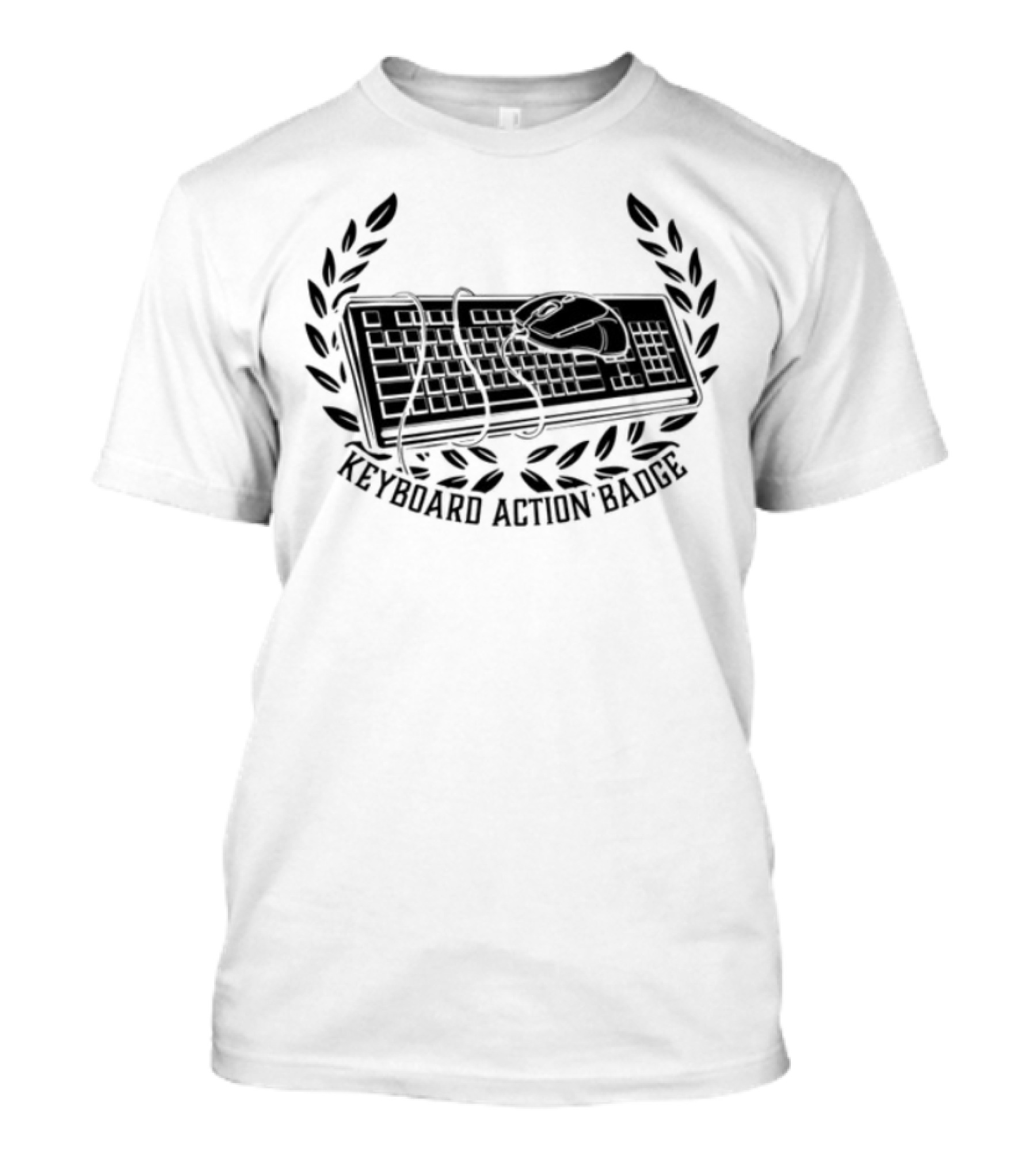 "Keyboard Action Badge Eat Sleep Control Repeat Laurel Wreath" T-Shirt
