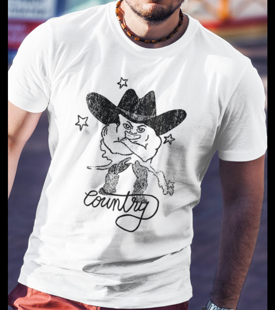 Weird Guy Cowboy With Guitar Retro Style T-Shirt