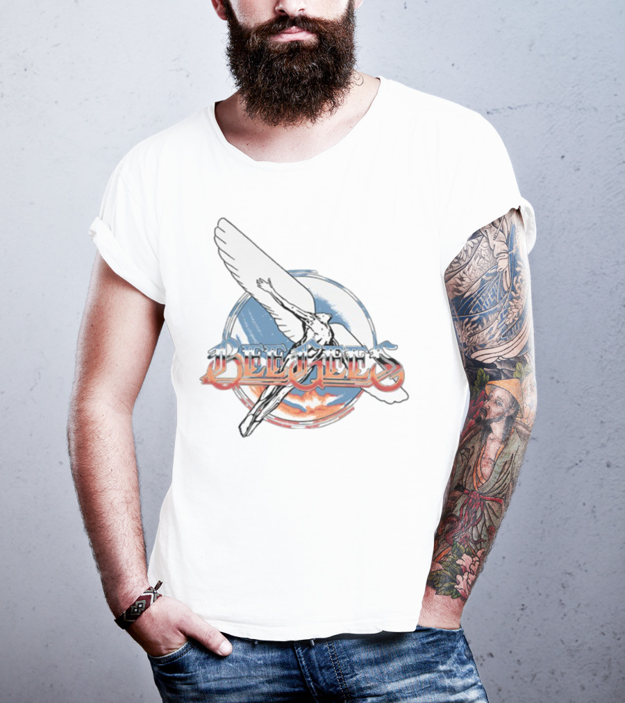 Bee Gees Spirits Having Flown Winged Figure Cloud Background T-Shirt