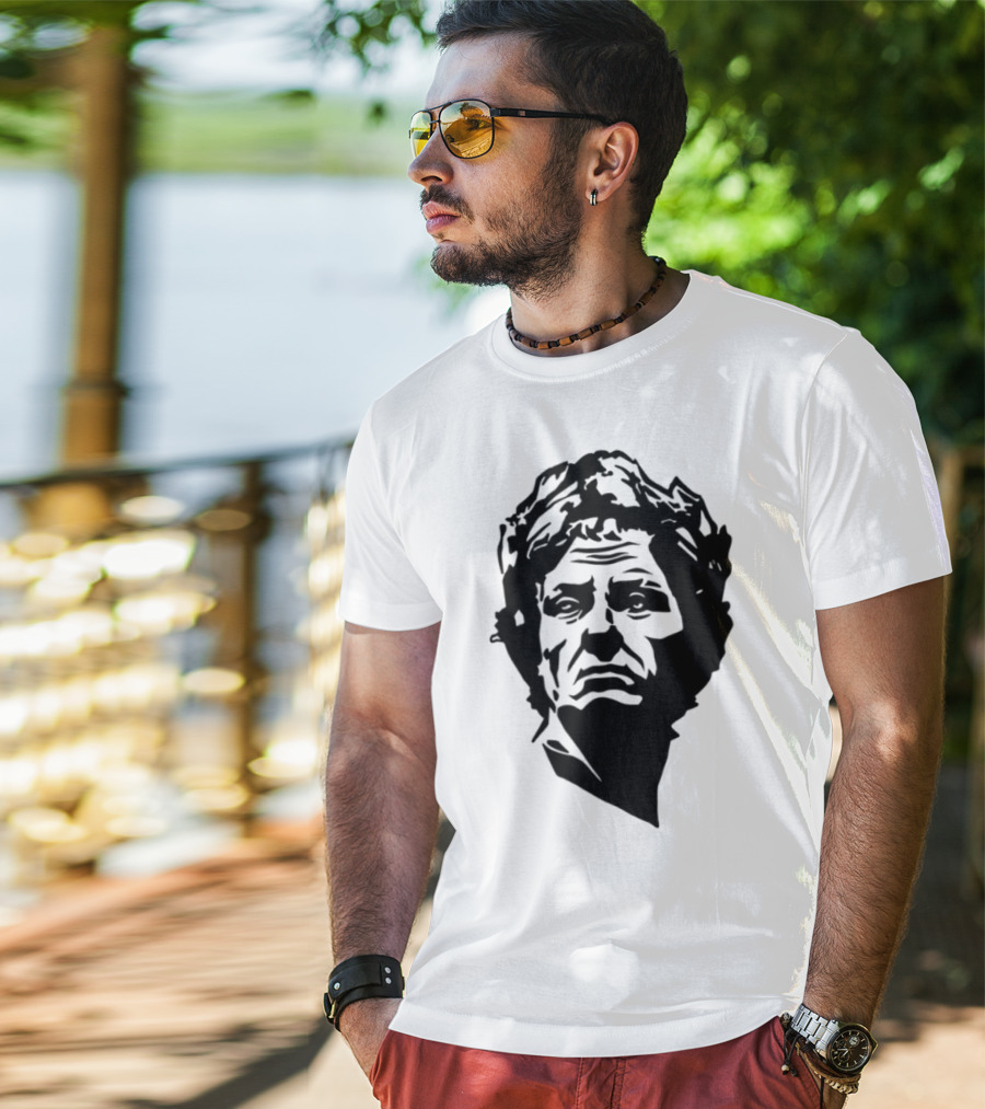 Daily Roman Updates Julius Caesar Line Art Sketch T-Shirt