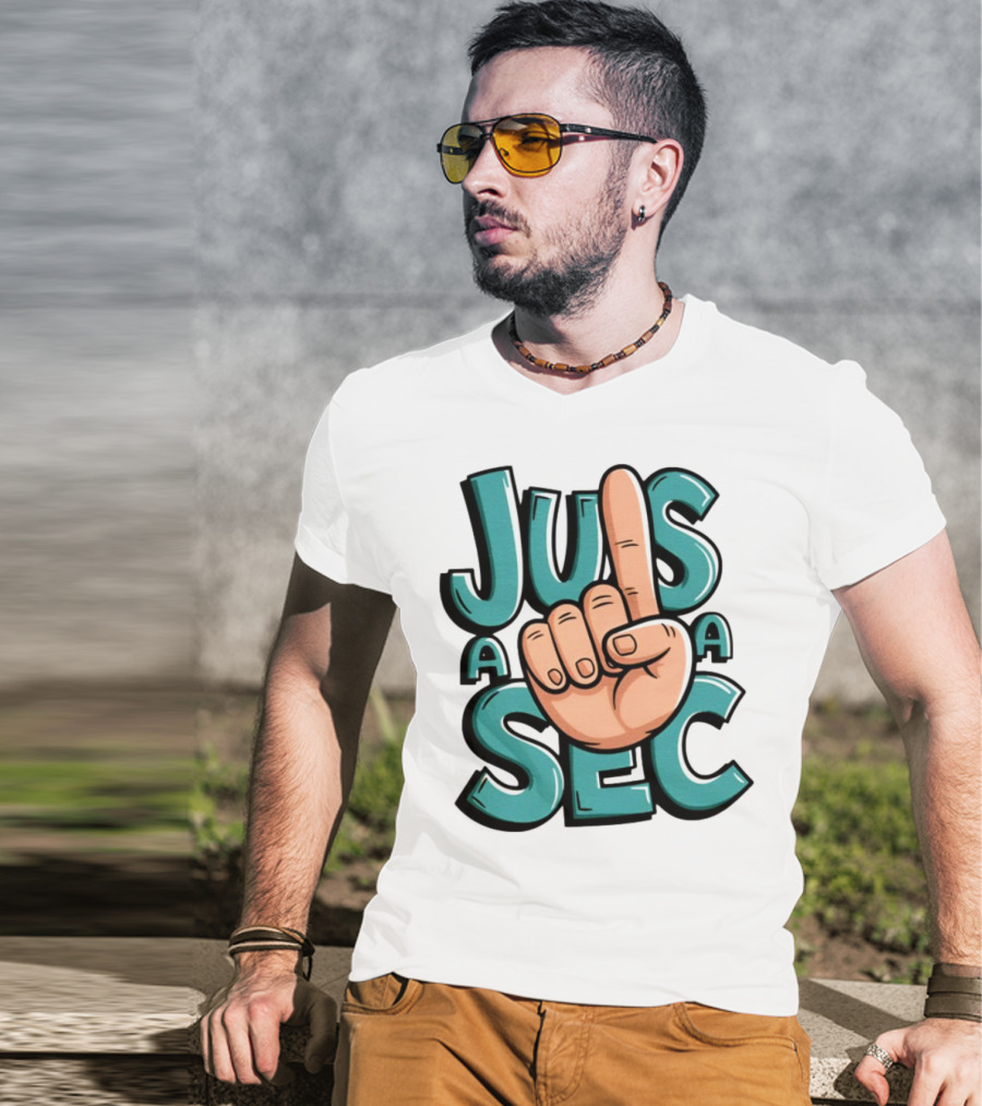 Jus A Sec Finger Gesture Graphic T-Shirt