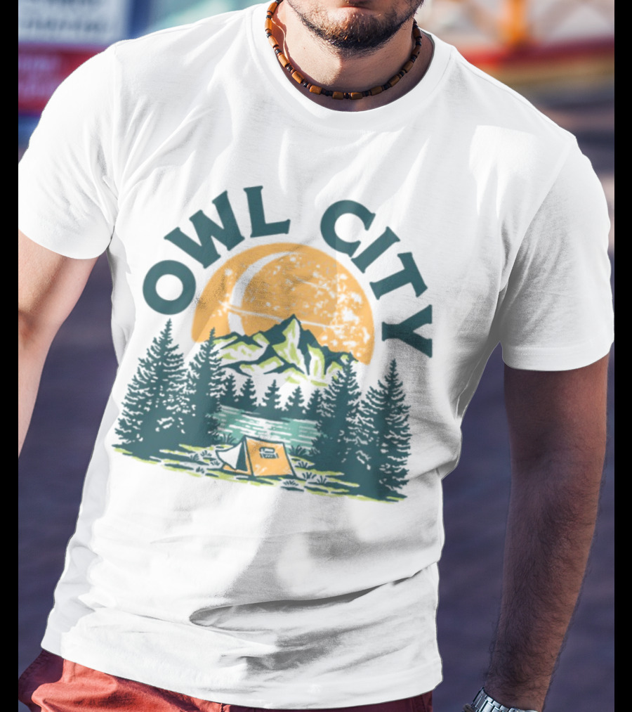 Owl City Mountains Camping Under Moon St. Patrick's Day T-Shirt