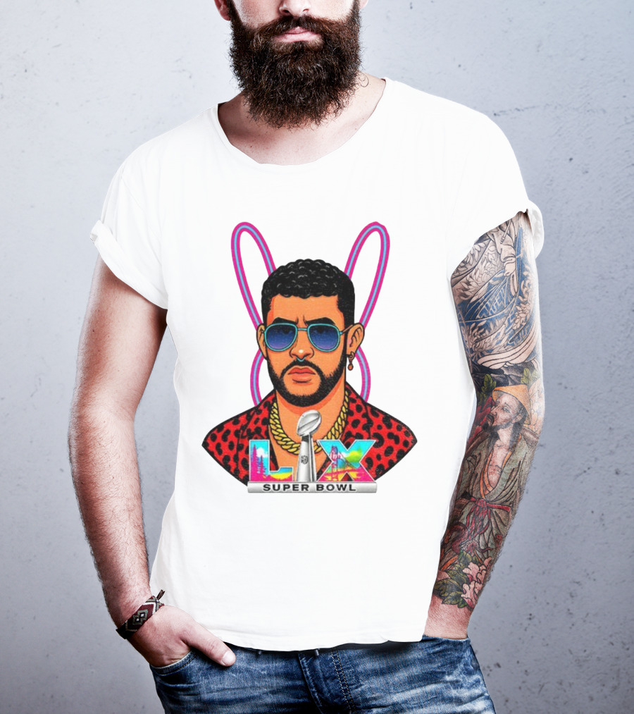 Bad Bunny LIX Super Bowl Puerto Rican Pride NFL Football Boricua T-Shirt