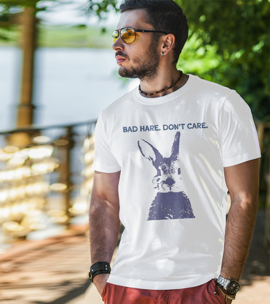Funny Easter Bad Hare Don’t Care Vintage Rabbit Silhouette T-Shirt