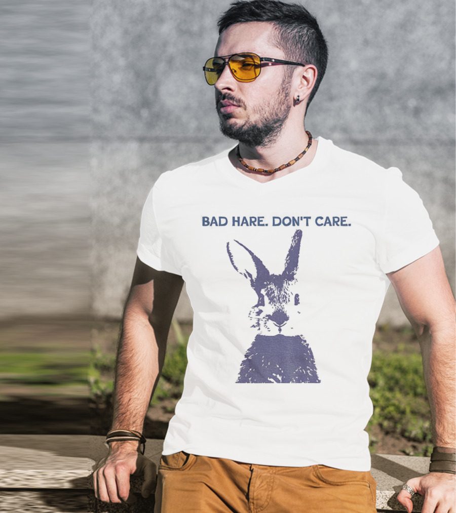 Funny Easter Bad Hare Don’t Care Vintage Rabbit Silhouette T-Shirt