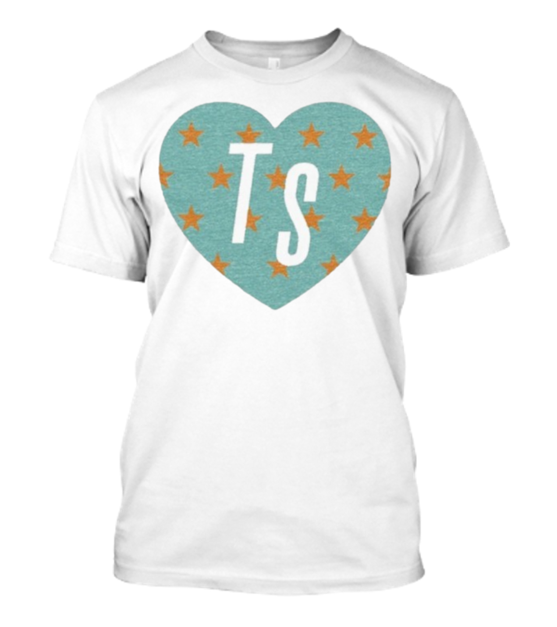 TS Heart With Orange Stars Pattern Design T-Shirt
